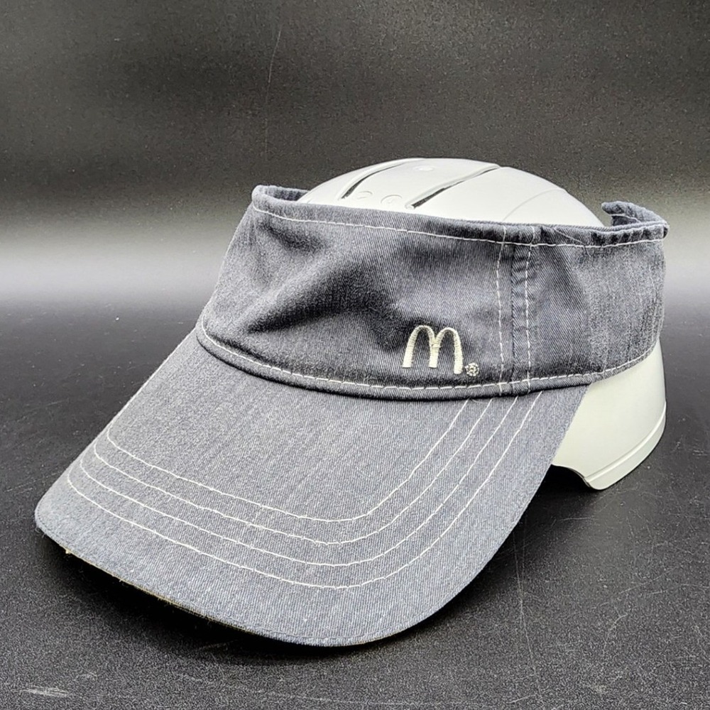 McDonalds Gray Denim Sun Visor Hat Timeless‎ Elements Uniform Workwear Retro SEO